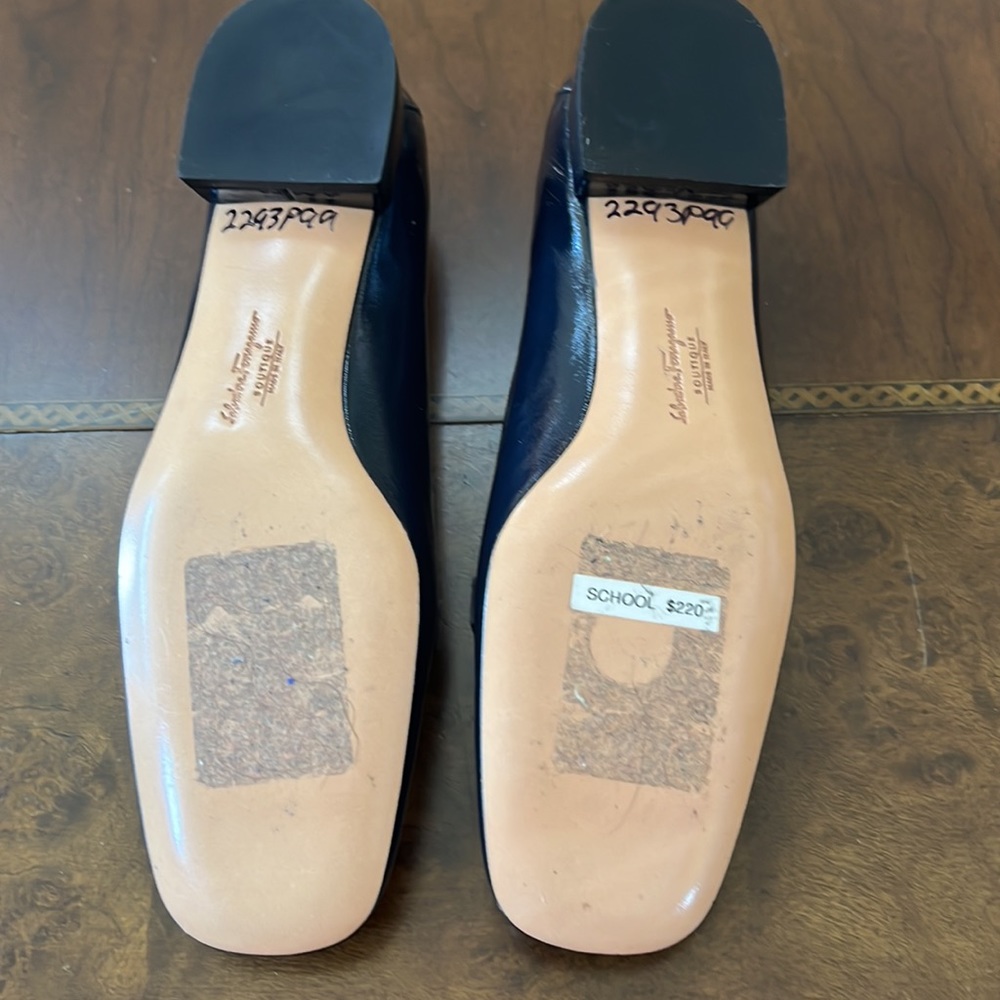 Salvatore Ferragamo Navy Blue Patent Leather Bit Loafers - Picture 9 of 12